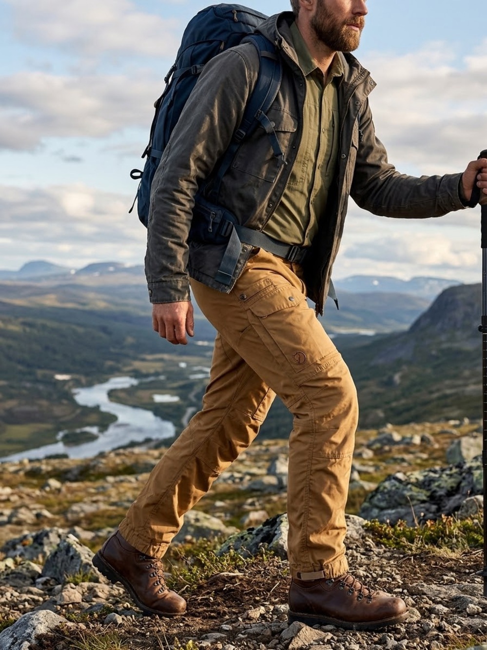 Fjällräven Vidda Pro Ventilated Men's M Long Tan Hiking Trekking Pants US36 EU52